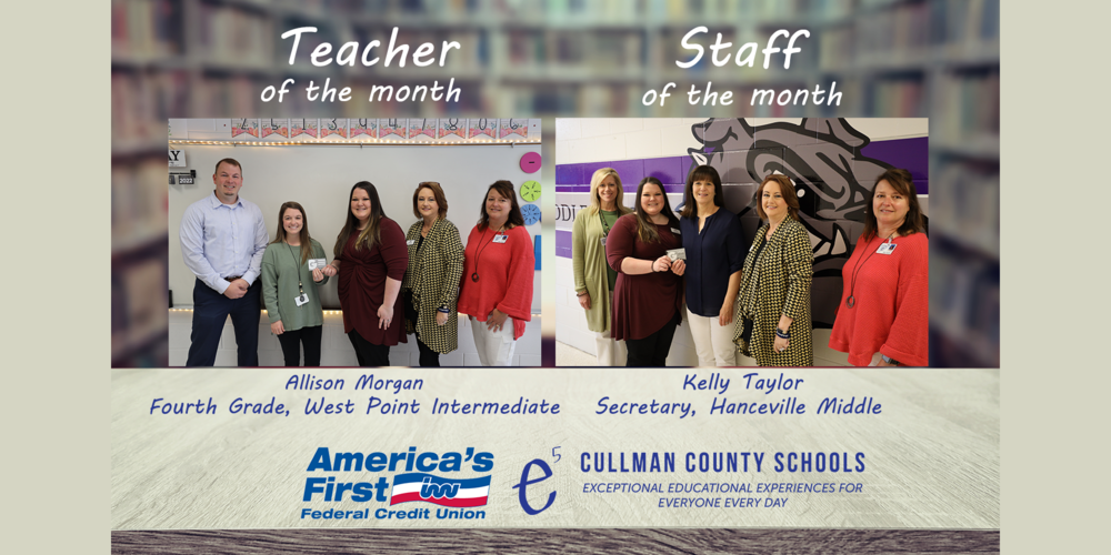 April Teacher and Staff Member of the Month