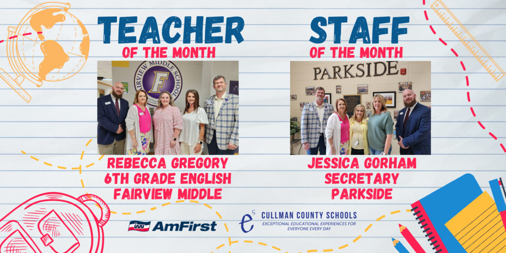 April Teacher, Staff Member of the Month | Cullman County Schools