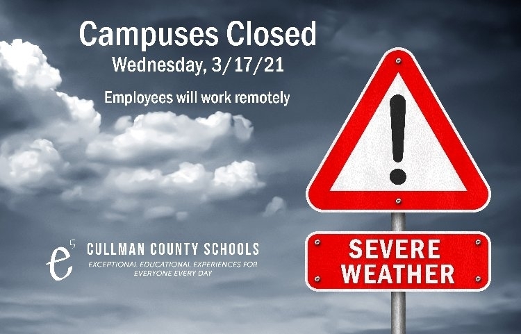 severe weather campuses closed March 17, 2021