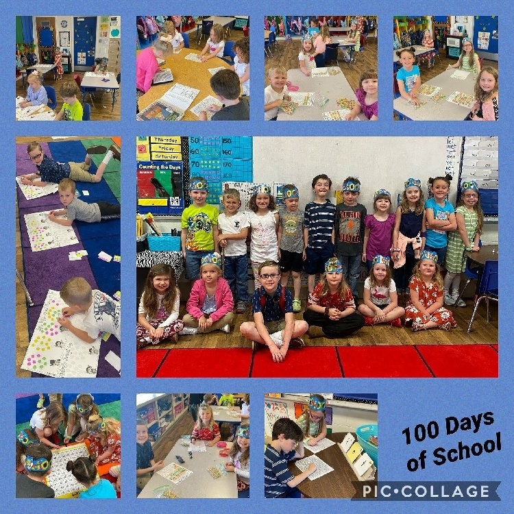 Kindergarten class doing 100 days of school activities.