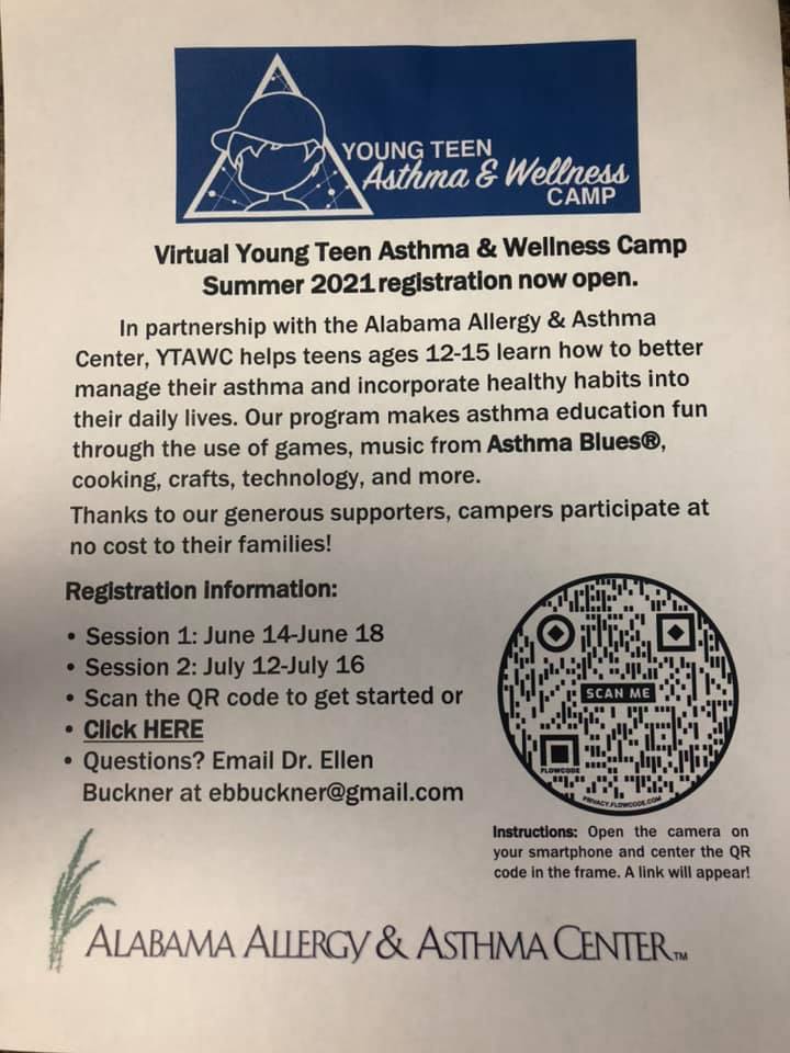 Young Teen Asthma and Wellness Camp Summer 2021 