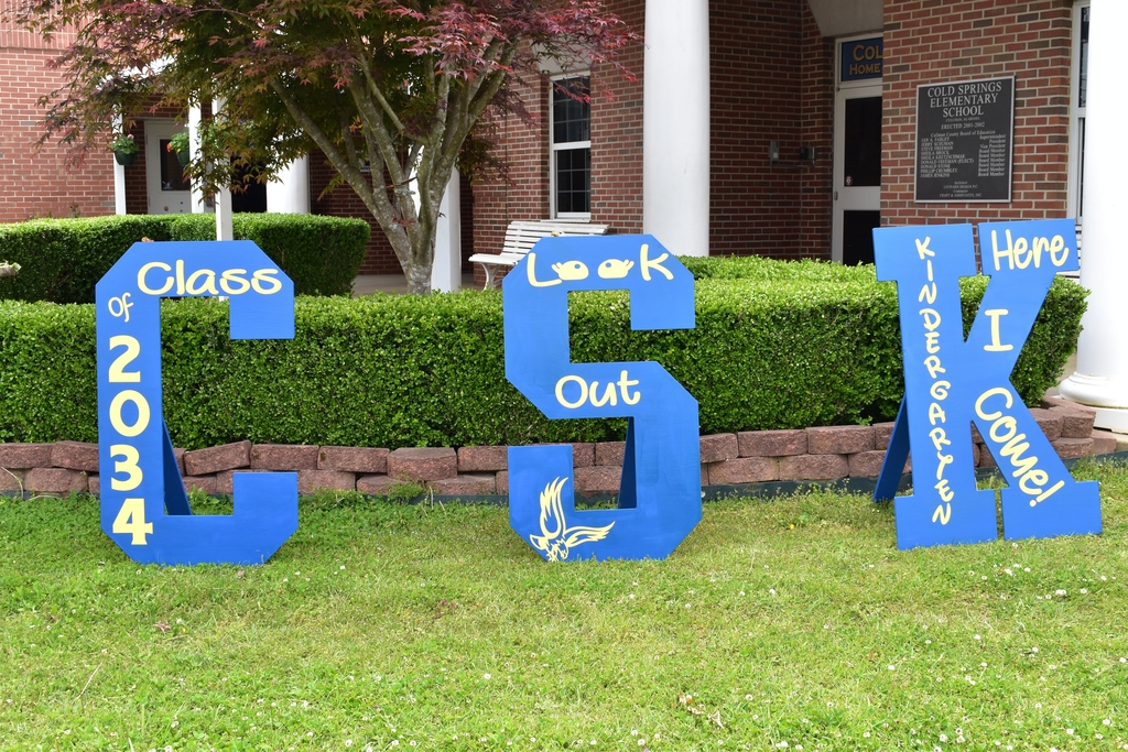 class of 2034 look out kindergarten here I come written on letters CSK