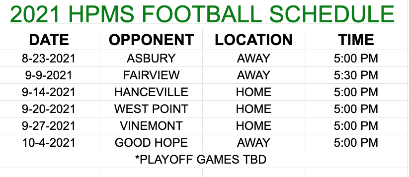 Updated Schedule