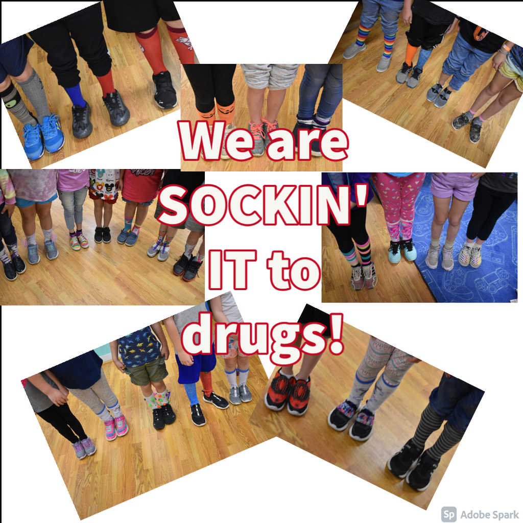 We are Sockin' it to drugs. students wearing silly socks