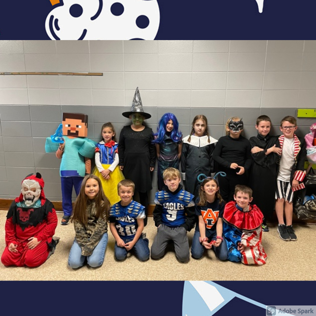 2nd graders in halloween costumes