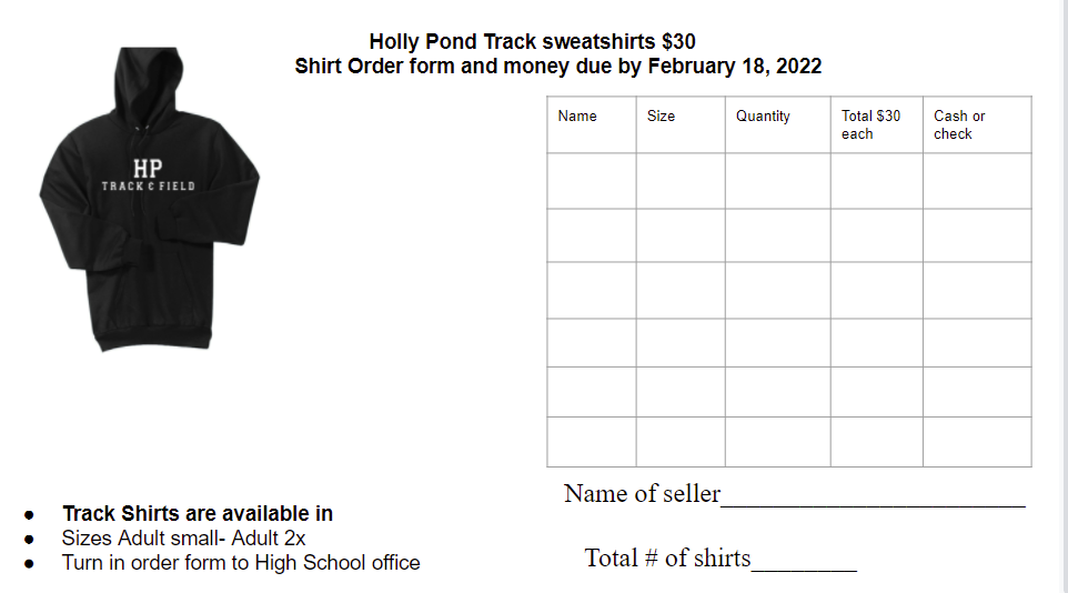 HP Track Sweatshirt order form