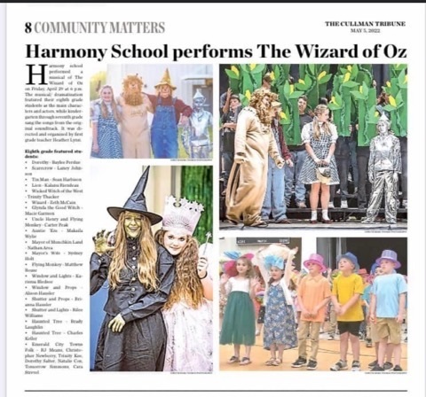 Harmony Coverage in the Cullman Tribune of The Wizard of Oz