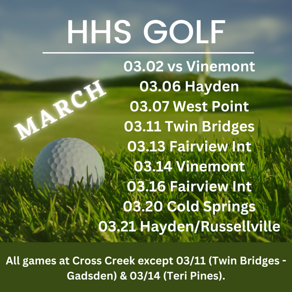 HHS Golf for March