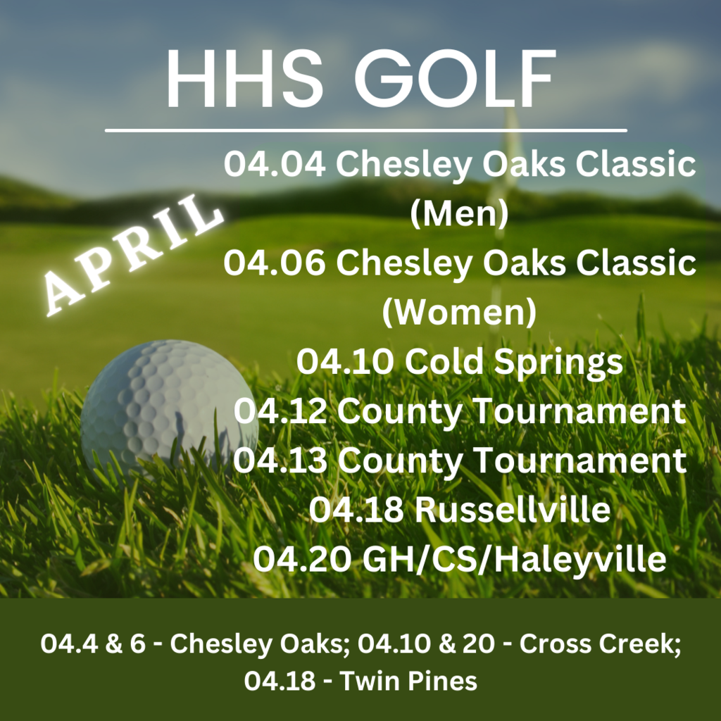 HHS Golf April schedule