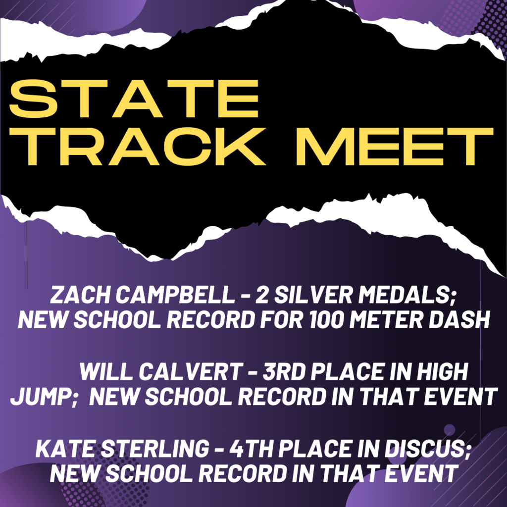 Congratulations to the HHS students competing in the state track meet last week.  Here are some of the results. 